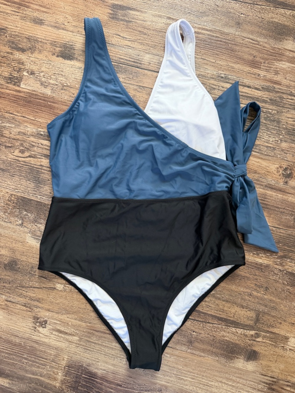 Cupshe Color Block Wrap Tie Side One Piece Swimsuit